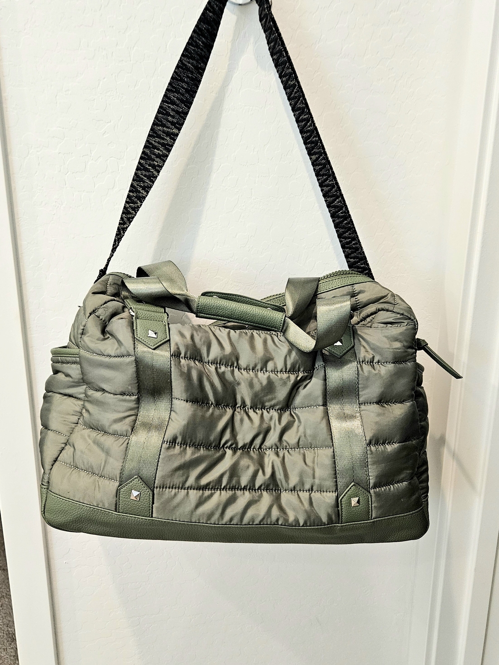 Quilted Olive Green Womens Weekender Bag